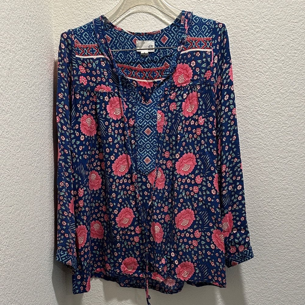 Ara Blue and Pink Patterned Blouse Size Small